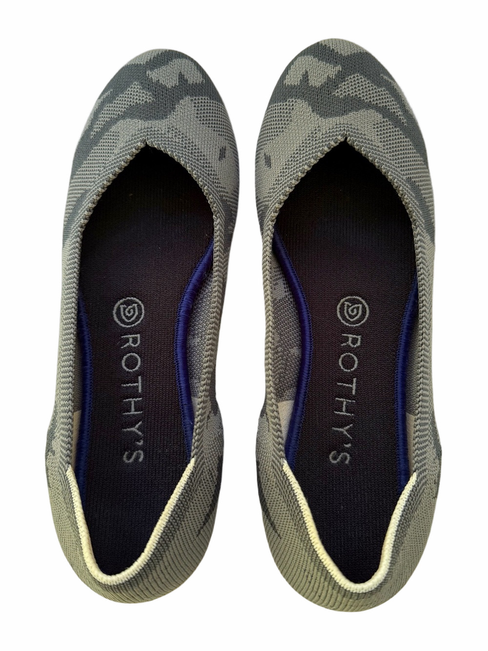 Rothy’s Grey Camo Ballet Flat Retired Pattern Size 9.5 White Halo Red Soles EUC - Picture 6 of 14
